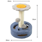 Blue Bold Flower Cat Scratching Post - Interactive Plush & Sisal Cat Toy with Teaser Balls
