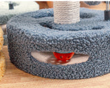 Pink Bold Flower Cat Scratching Post - Interactive Plush & Sisal Cat Toy with Teaser Balls - Top-Down View