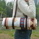Portable Traditional Pattern Picnic Mat - Lightweight , 200x200cm, with Storage Bag - Top-Down View