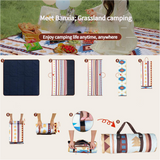 Portable Traditional Pattern Picnic Mat - Lightweight , 200x200cm, with Storage Bag - 45-Degree Angle
