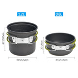 Complete Camping Cookware Set - Portable Pots, Cup, Spork, and Stove for Outdoor Adventures - Front View