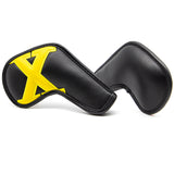 Black covers with various colored numbers, Premium PU Leather Golf Iron Headcover Set (10pcs) | Numbered 4-9, P, S, A, X | Protective Club Covers for Irons - Side View