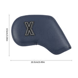 Premium PU Leather Golf Iron Headcover Set (10pcs) | Numbered 3-9, P, S, A | Protective Club Covers for Irons - Side View