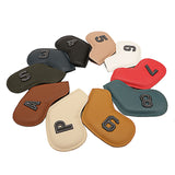 Premium PU Leather Golf Iron Headcover Set (10pcs) | Numbered 3-9, P, S, A | Protective Club Covers for Irons - 45-Degree Angle