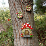 Enchanting Fairy Garden Mushroom House Set - Whimsical Tree Trunk Decor for Outdoor Gardens - Front View