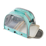 Green Portable Clear View Bird Carrier Travel Cage with Perch & Tray - Breathable Pet Bag for Parrots, Cockatiels & Small Animals - Side View