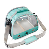 Green Portable Clear View Bird Carrier Travel Cage with Perch & Tray - Breathable Pet Bag for Parrots, Cockatiels & Small Animals - Top-Down View