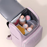 Grey Stylish Quilted Diaper Bag Backpack - Large 17L Capacity Lightweight Nappy Bag for Mum - Side View