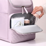 Green Stylish Quilted Diaper Bag Backpack - Large 17L Capacity Lightweight Nappy Bag for Mum - Top-Down View