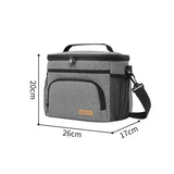 Black Insulated Lunch Bag Cooler Tote - 9L Leakproof Thermal Lunch Box with Shoulder Strap & Pockets for Work, Picnic, Travel - 45-Degree Angle