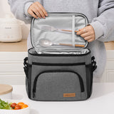 Blue Insulated Lunch Bag Cooler Tote - 9L Leakproof Thermal Lunch Box with Shoulder Strap & Pockets for Work, Picnic, Travel - Front View