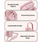 Beige Stylish Water Bottle Carrier Bag with Phone Pocket, Key Clip & Adjustable Strap - Crossbody Sling Holder