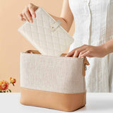 White Elegant Quilted Travel Jewelry Organizer Binder - Portable Loose-Leaf Storage Book with Clear Zipper Pockets for Earrings, Necklaces, Rings - Rear View