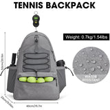 White Lightweight Water Resistant Tennis Backpack - Multi-Pocket Sports Bag for Rackets, Balls & Gear - Front View