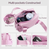 Stylish Blue Mini Gym Bag & Travel Tote - Compact Duffel with Wet Pocket, Luggage Sleeve & Multiple Compartments - Top-Down View