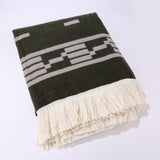 Wine red Women's Versatile Faux Cashmere Poncho Cape Shawl with Geometric Pattern & Fringe Trim - One Size - Side View