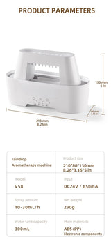 White 300ml Ultrasonic Aroma Diffuser with Cracked Light Design - Cool Mist Humidifier for Home and Office - Rear View