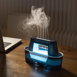 Black 300ml Ultrasonic Aroma Diffuser with Cracked Light Design - Cool Mist Humidifier for Home and Office - Front View