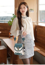 khaki Stylish Korean Minimalist Crossbody Bag - Elegant Small Square Shoulder Bag with Phone Pocket