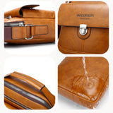 Premium PU Leather Crossbody Bag for Men - Vintage Light Brown Shoulder Bag - Front View