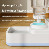 Grey 2-in-1 Automatic Pet Water and Food Dispenser - Gravity Feeder for Cats and Dogs - Front View