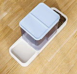 Grey 2-in-1 Automatic Pet Water and Food Dispenser - Gravity Feeder for Cats and Dogs - 45-Degree Angle