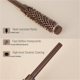 Fluffy Round Hair Brush Set #11 #13 #16 - Volumizing Ceramic Styling Tools for Salon-Perfect Blowouts - Side View