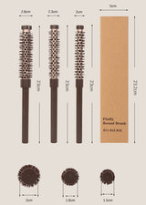Fluffy Round Hair Brush Set #11 #13 #16 - Volumizing Ceramic Styling Tools for Salon-Perfect Blowouts - Top-Down View