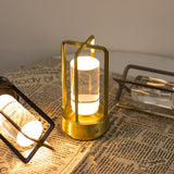 Silver Rechargeable Table Lamp - Touch Dimming 3-Color LED Light for Bedroom and Office - Front View