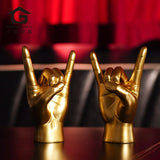 White Right Hand Resin Rock and Roll Hand Figurine - Stylish Desk and Living Room Decor - Top-Down View