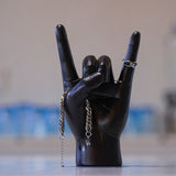 White Right Hand Resin Rock and Roll Hand Figurine - Stylish Desk and Living Room Decor - 45-Degree Angle