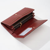 Deep Red PU Slim Wallet with Polyester Interior - Stylish Clutch for Cards and Cash - Front View