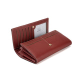 Deep Red PU Slim Wallet with Polyester Interior - Stylish Clutch for Cards and Cash