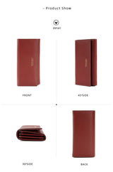 Deep Red PU Slim Wallet with Polyester Interior - Stylish Clutch for Cards and Cash