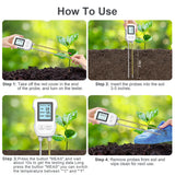 3-in-1 Soil Detector for pH, Moisture, and Temperature - Gardening Tool for Healthy Plants (Battery not included) - 45-Degree Angle