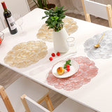 Gold Elegant Floral PVC Placemats - Set of 8, Durable & Stylish Table Mats (38cm) - Front View