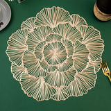 Gold Elegant Floral PVC Placemats - Set of 8, Durable & Stylish Table Mats (38cm) - Top-Down View