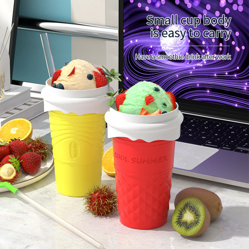 Rose Red Cool Summer Slushie Cup - 500ml Quick-Freeze Smoothie Maker with Straw