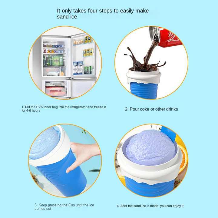 Rose Red Cool Summer Slushie Cup - 500ml Quick-Freeze Smoothie Maker with Straw