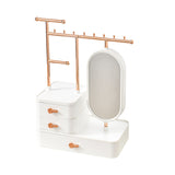 Elegant White Jewelry Organizer with Mirror - Multi-Layer Storage & Display Stand (25x15x37.5cm)