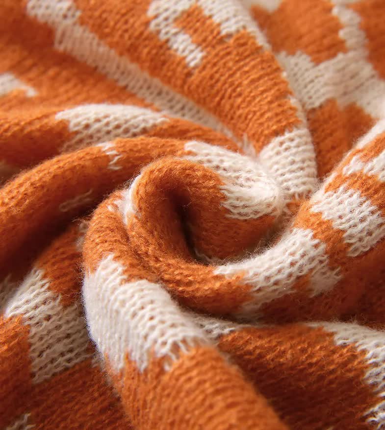 Bohemian Style Sofa Throw Blanket - Apricot Soft Faux Cashmere, 130x170cm (850g) for Office Naps & AC Cover