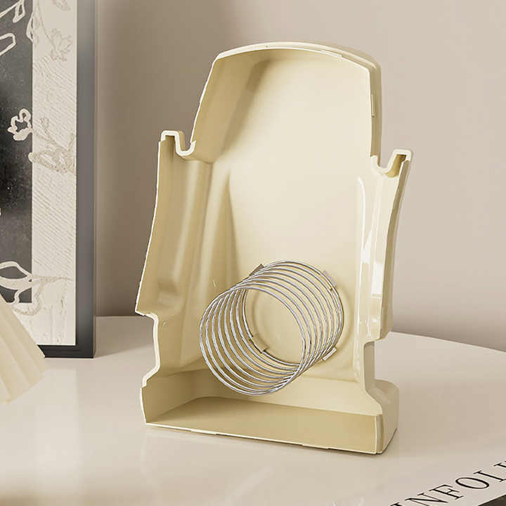 Cream White Versatile Desktop Headphone Stand & Tissue Box (23.5x17x14.5cm)