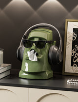 Cream White Versatile Desktop Headphone Stand & Tissue Box (23.5x17x14.5cm) - Rear View