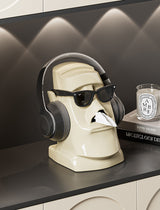 Black Versatile Desktop Headphone Stand & Tissue Box (23.5x17x14.5cm) - 45-Degree Angle