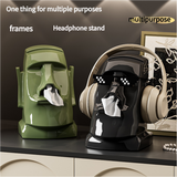 Green Versatile Desktop Headphone Stand & Tissue Box (23.5x17x14.5cm) - Side View