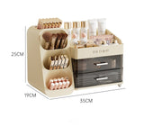 Spacious Cosmetic Organizer - Multi-Functional Vanity Storage for Lipsticks & Skincare (35x19x25cm) - Front View