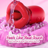 Purple Lips Vibrating Stimulator - Dual-Action Suction & Licking Massager for Women - Top-Down View