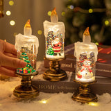(A set of four) Festive Christmas Candle Lights with Snow Globe Decor - Perfect Creative Holiday Gift - Front View
