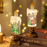 (A set of four) Festive Christmas Candle Lights with Snow Globe Decor - Perfect Creative Holiday Gift - Side View