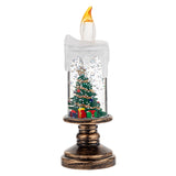 (A set of four) Festive Christmas Candle Lights with Snow Globe Decor - Perfect Creative Holiday Gift - Close-Up Angle